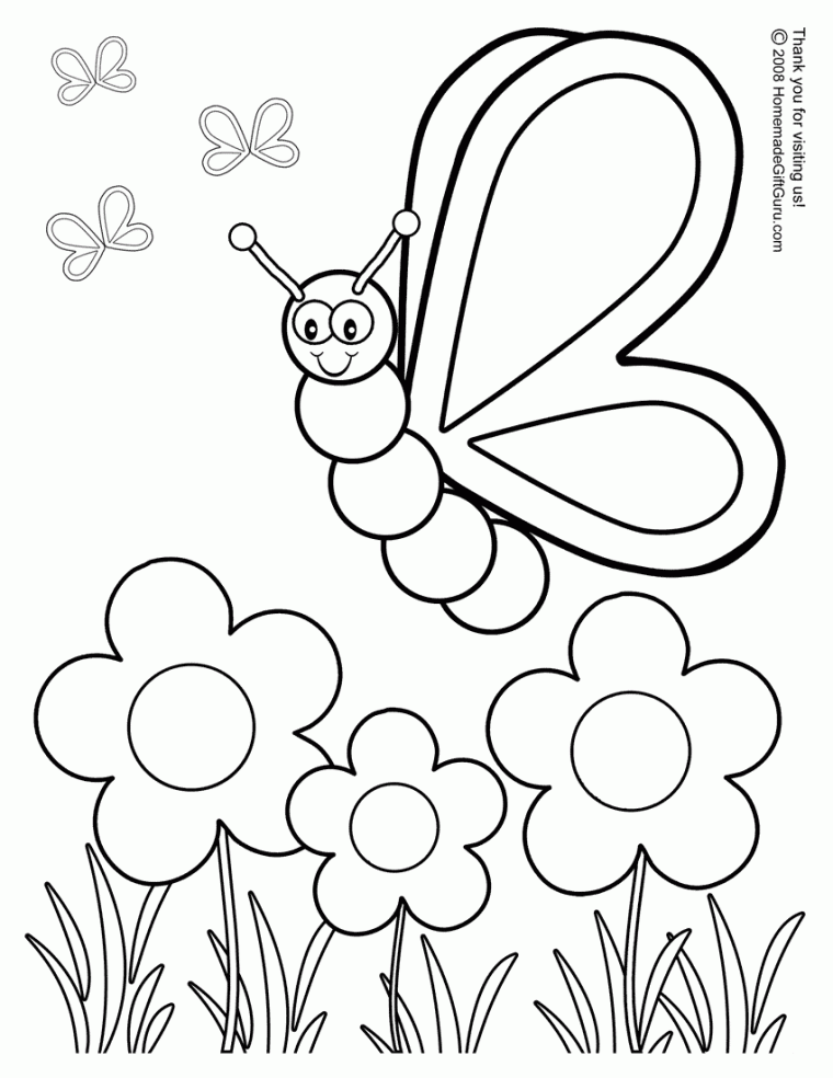 coloring pages flowers and butterflies