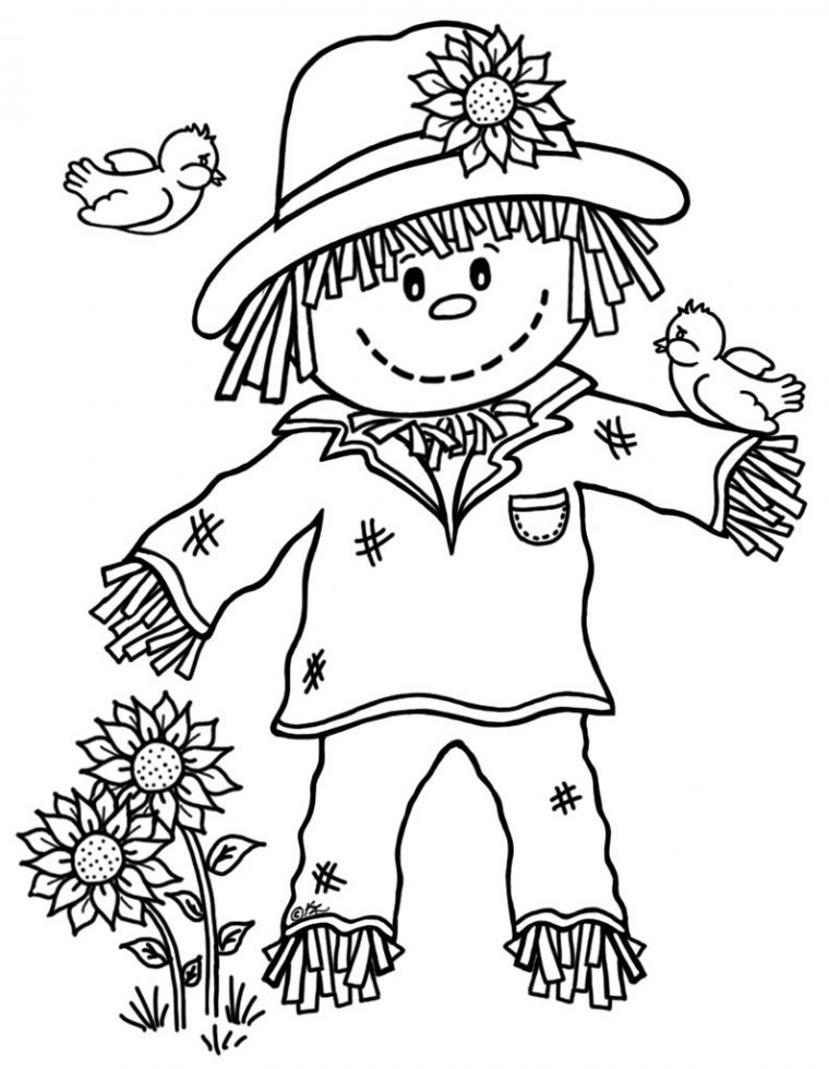 fall scarecrow coloring pages