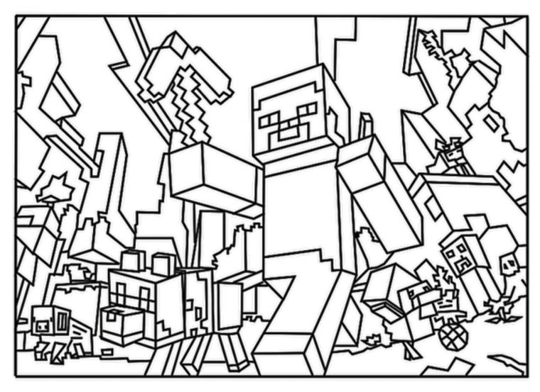 steve minecraft coloring page