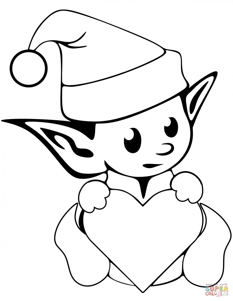 santa elf coloring pages