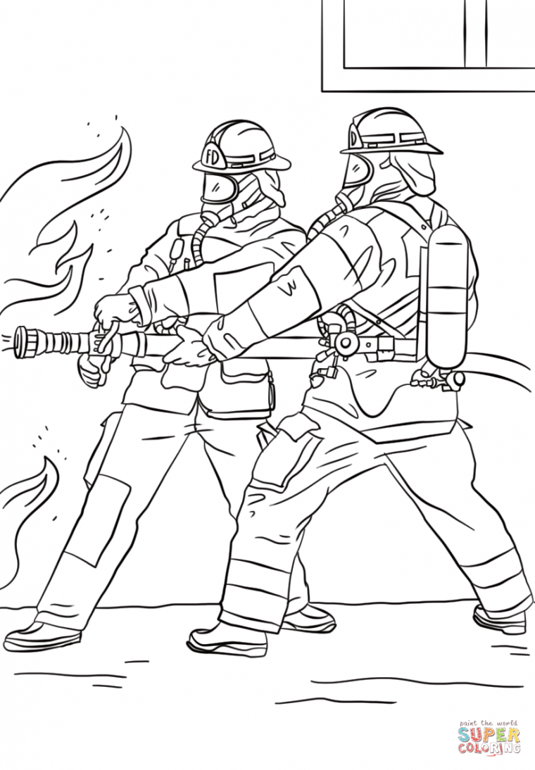 coloring page firefighter