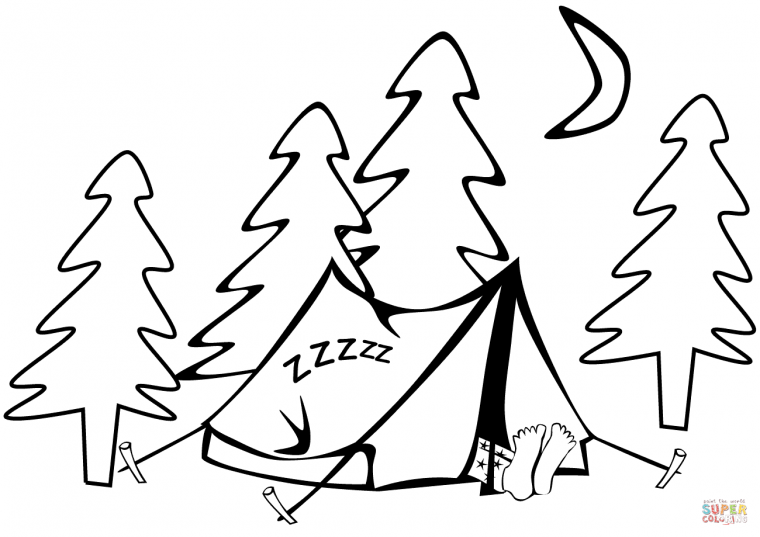 coloring page tent