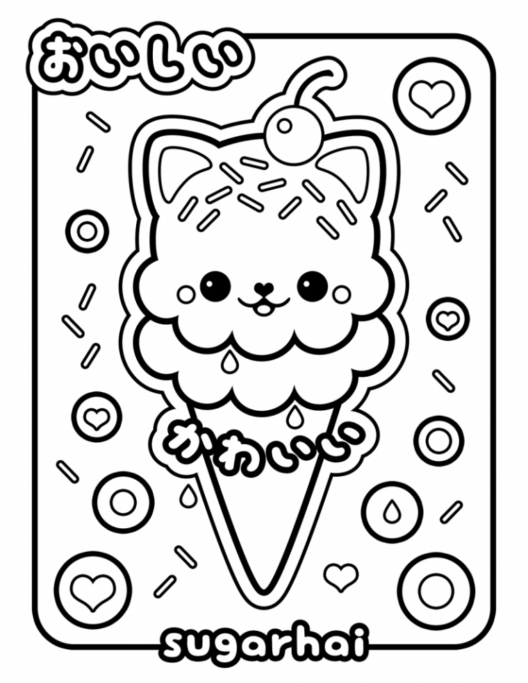 cat ice cream coloring pages