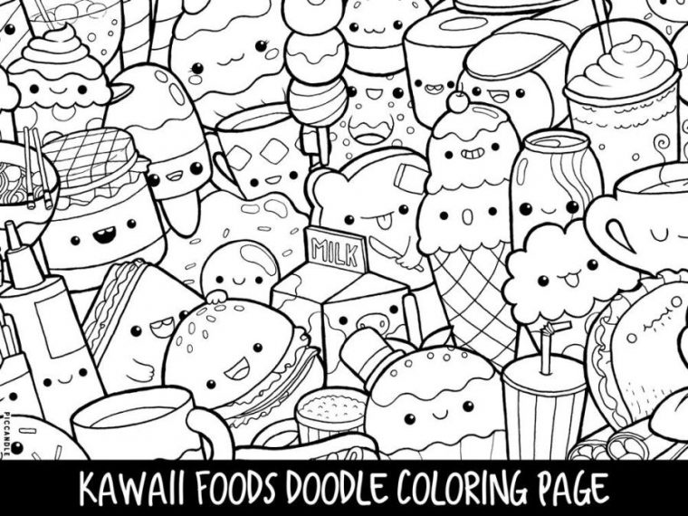 kawaii food coloring pages printable