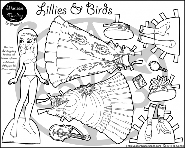 paper doll coloring page