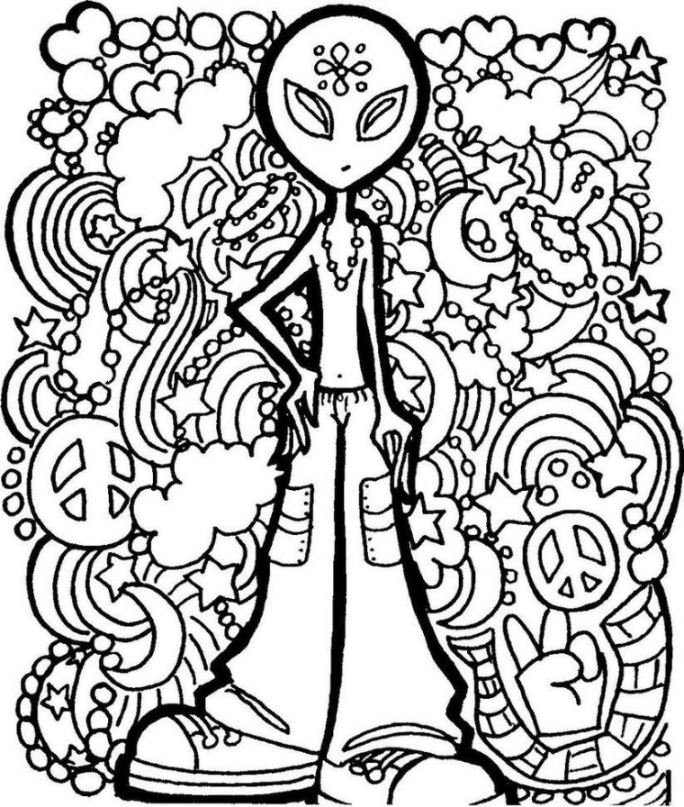 easy trippy mushroom coloring pages