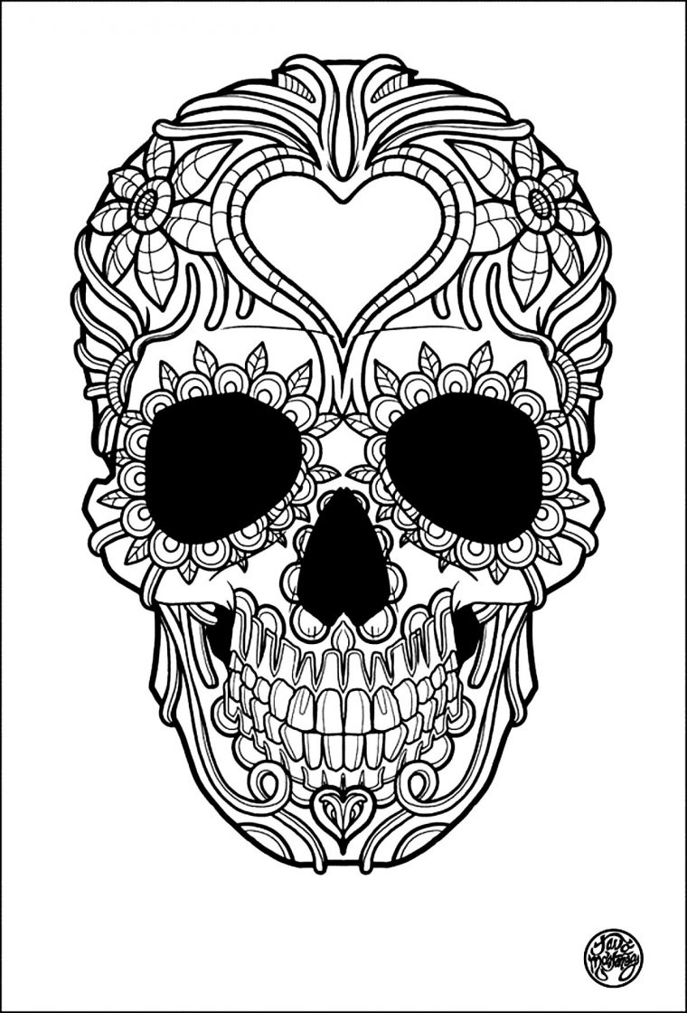 simple sugar skull coloring pages