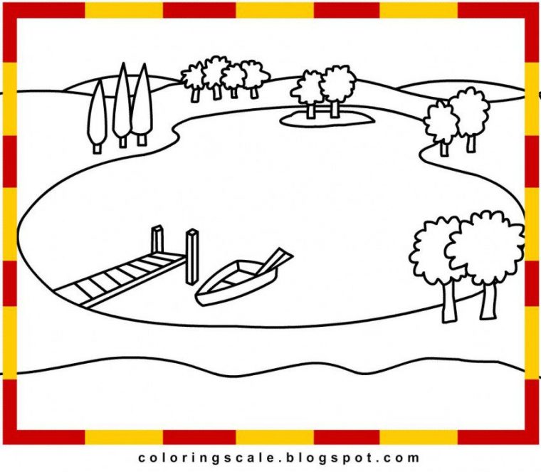 coloring page lake