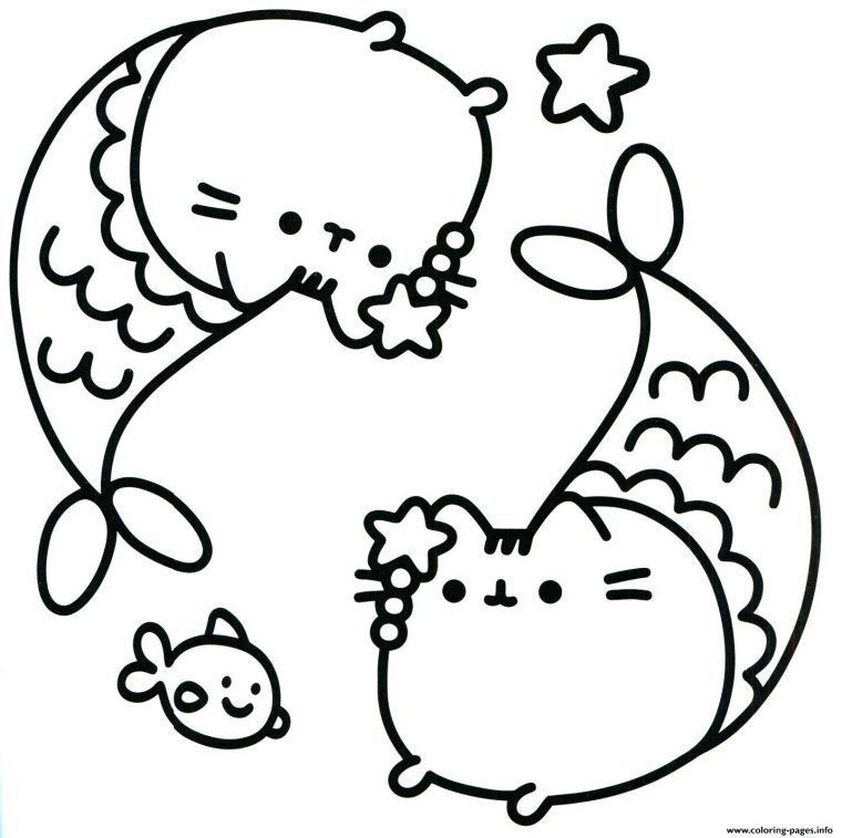 cat mermaid coloring pages