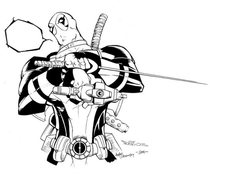 deadpool unicorn coloring page