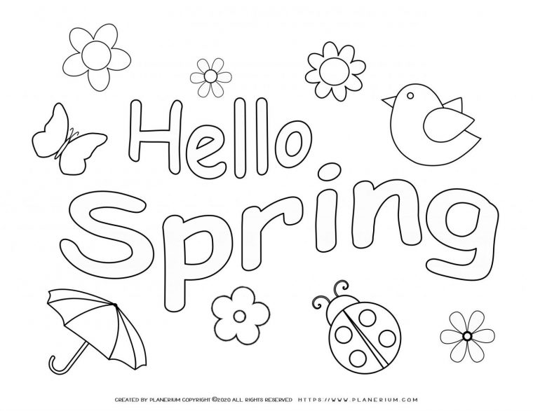 hello spring coloring pages