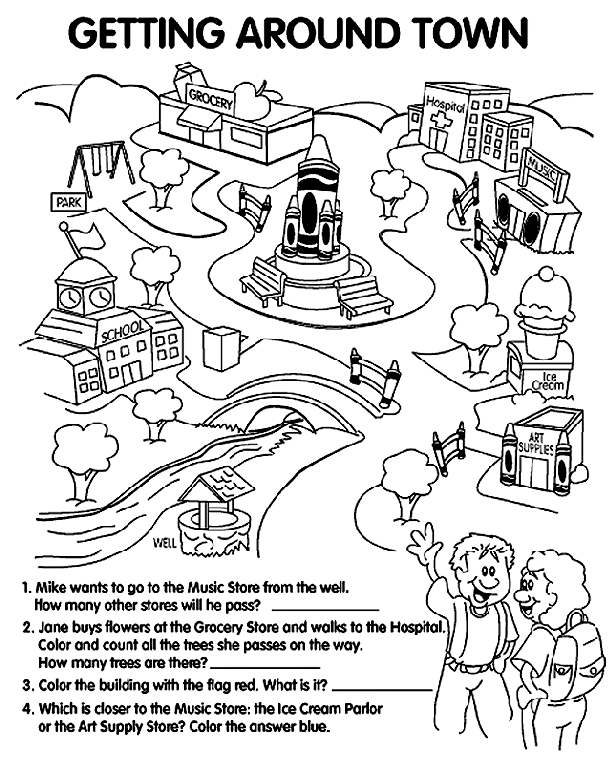town coloring pages