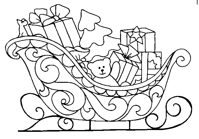 santa on sleigh coloring page