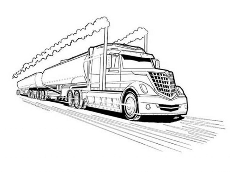tractor trailer coloring page
