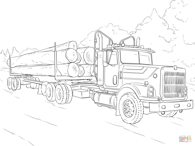 log truck coloring pages