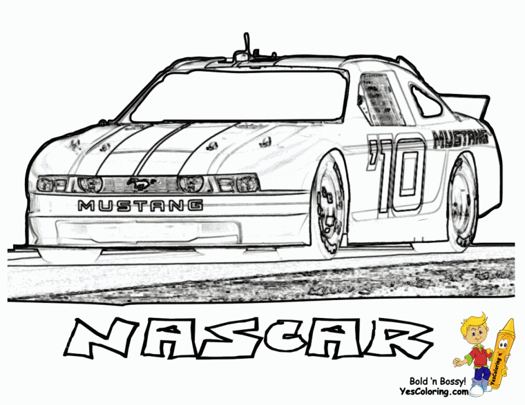 mustang race car coloring pages