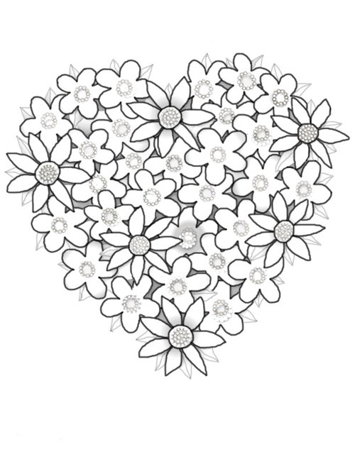 flower heart coloring pages flower heart coloring pages
