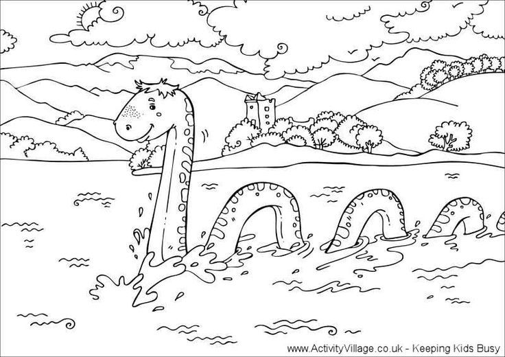 cute loch ness monster coloring page