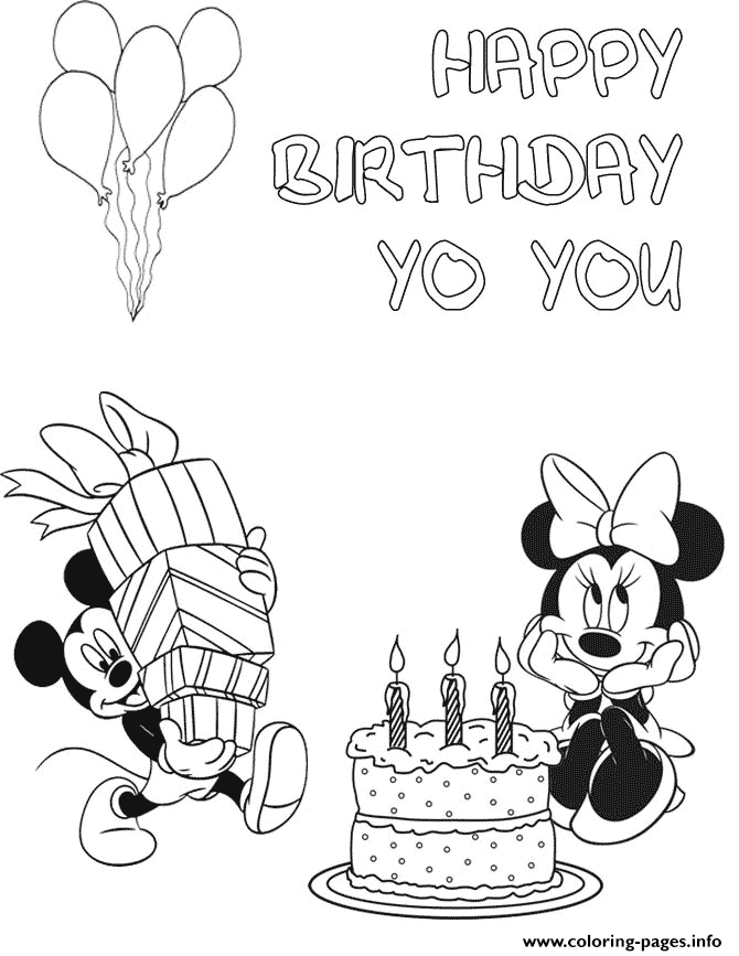 minnie mouse birthday coloring pages