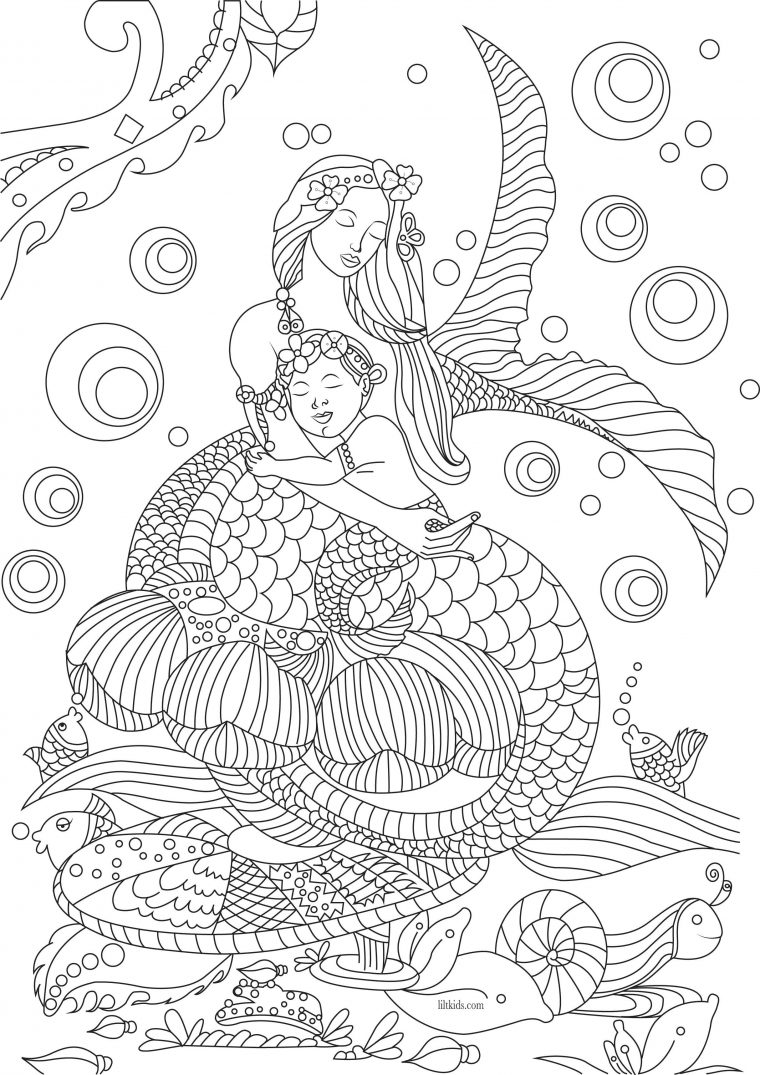 mermaid siren coloring pages for adults