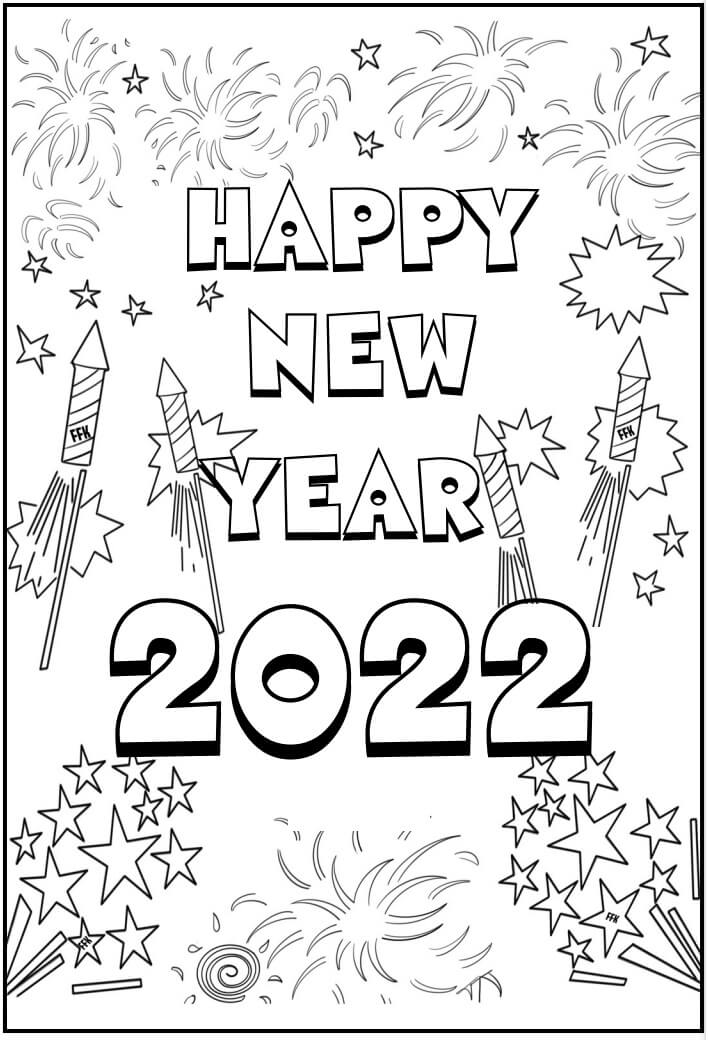 happy 2022 coloring page