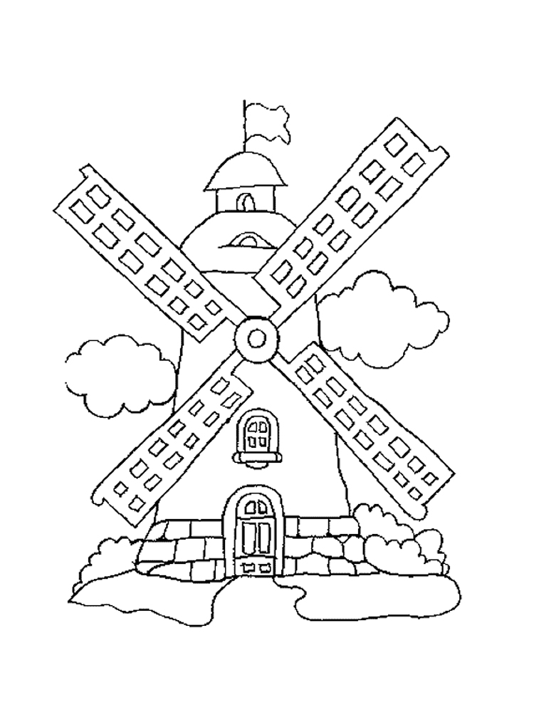 coloring page windmill
