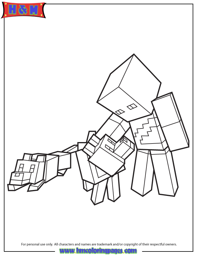 minecraft wolf coloring page