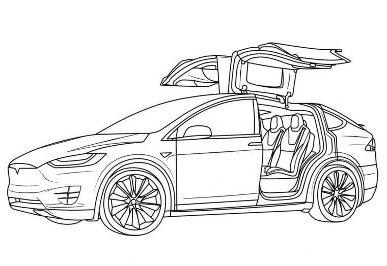 tesla model x coloring page