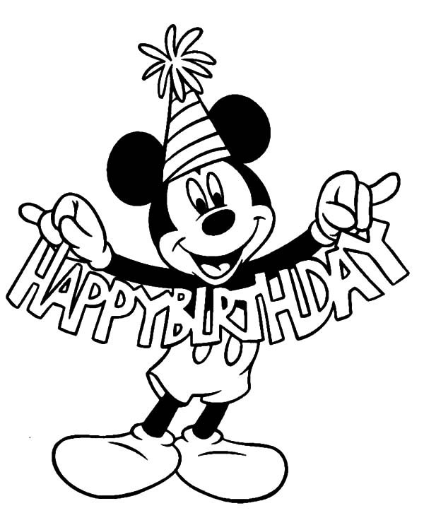 mickey mouse happy birthday coloring pages