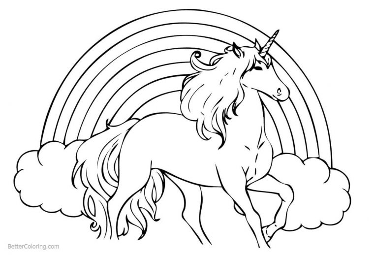 unicorn and rainbow coloring page unicorn and rainbow coloring page