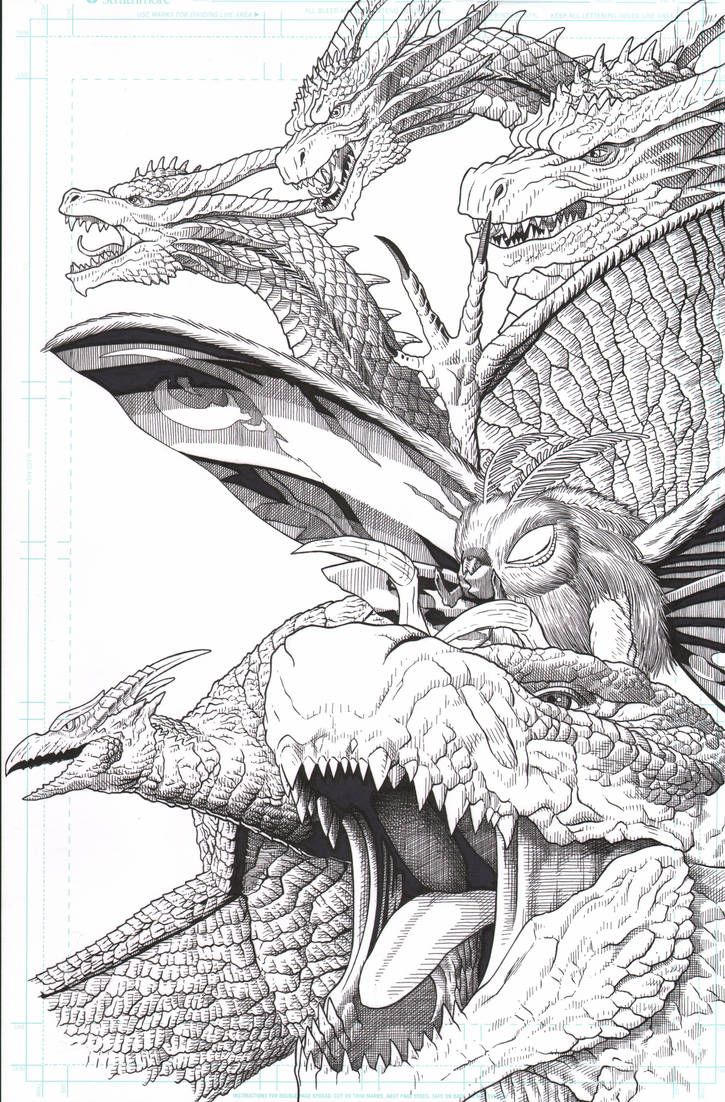 godzilla vs king ghidorah coloring pages godzilla vs king ghidorah coloring pages