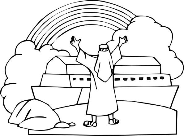 noah's ark rainbow coloring page