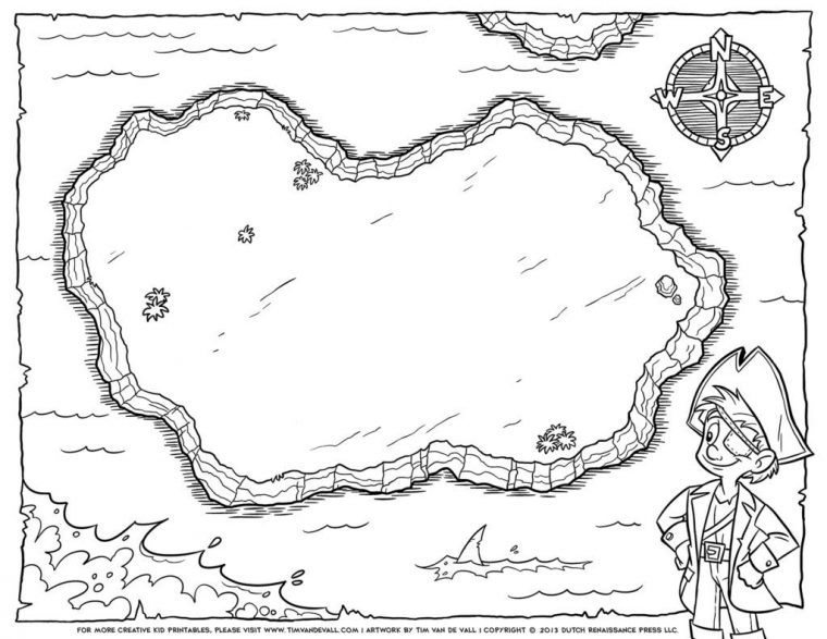 printable treasure map coloring page