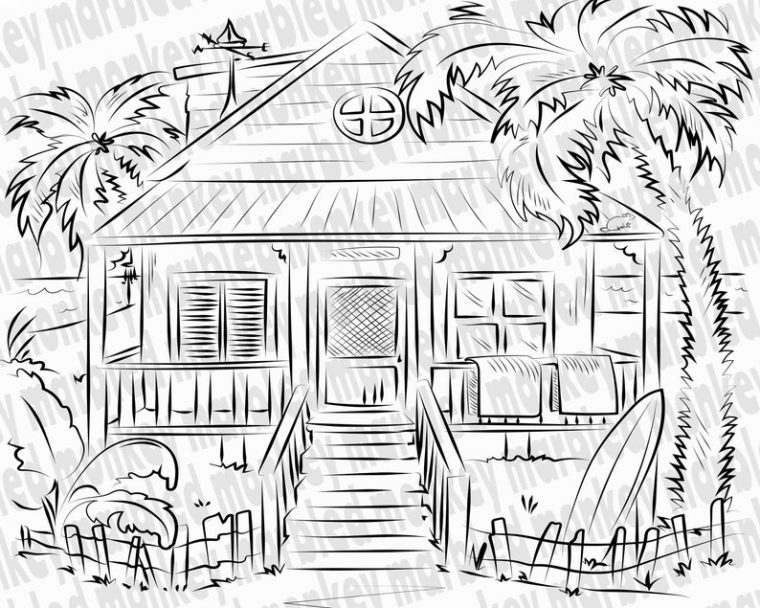 beach house coloring pages