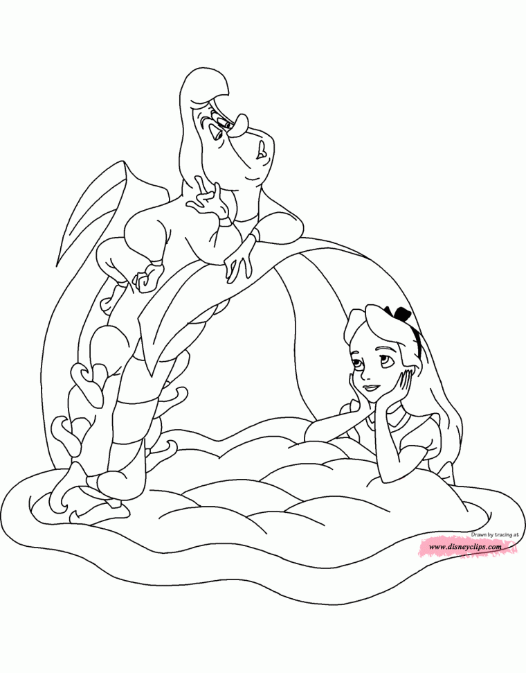 alice in wonderland caterpillar coloring pages