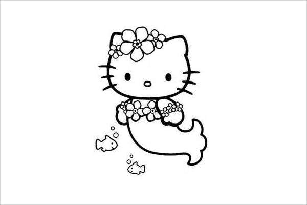 mermaid kitty coloring page
