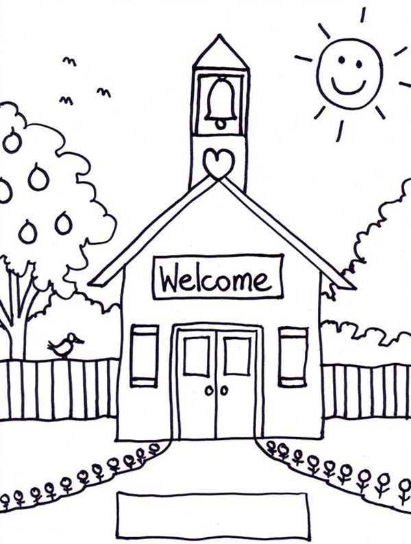 schoolhouse coloring page