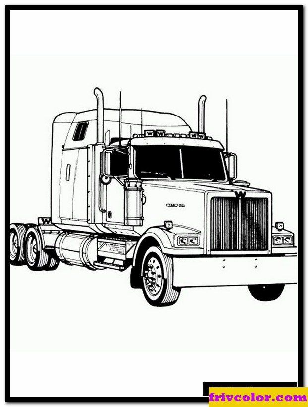 realistic semi truck coloring pages