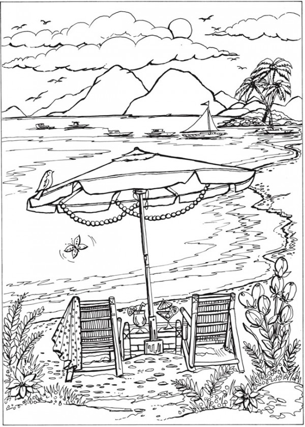 Here are 10 very interesting . Download: Beach Scene Coloring Page â Stamping