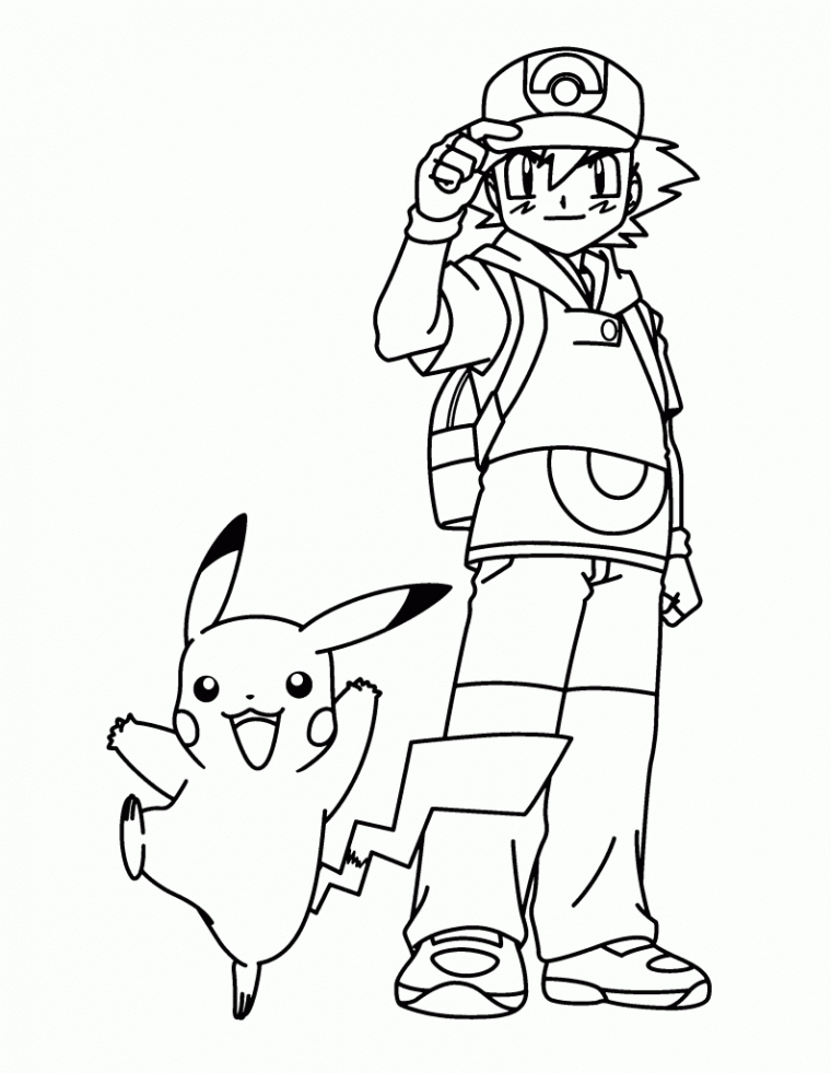 pikachu and ash coloring pages