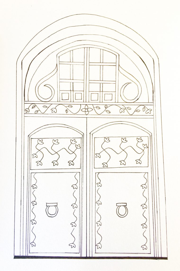 coloring page door