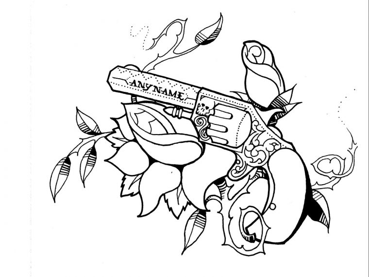 guns and roses coloring pages