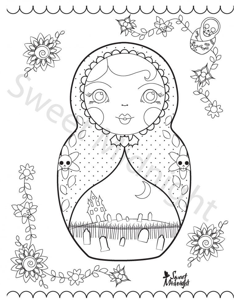nesting doll coloring page