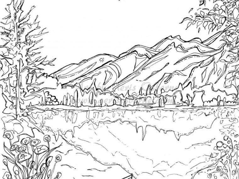 coloring page of mountains