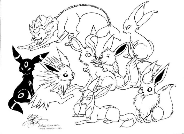 cute eevee evolutions coloring pages
