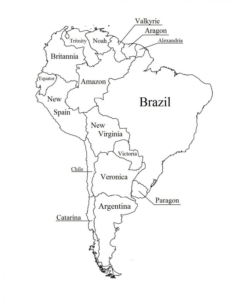 south america map coloring page