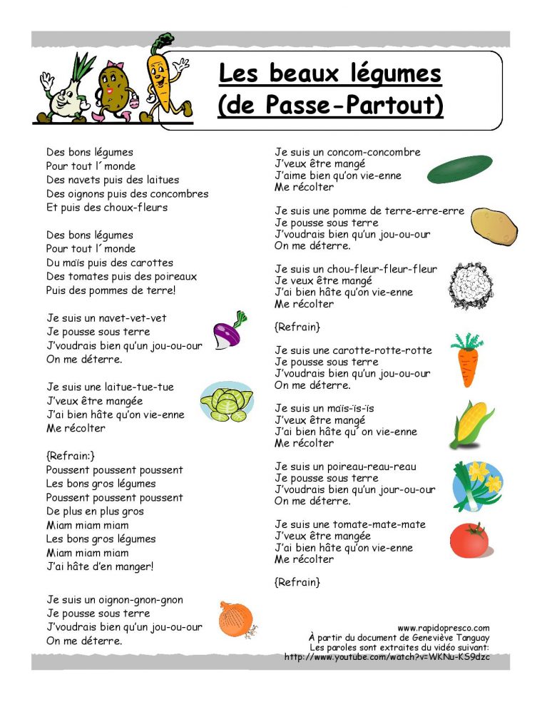 2013 – Page 5 – Rapido-Présco dedans Chanson Sur Les Fruits Et Légumes