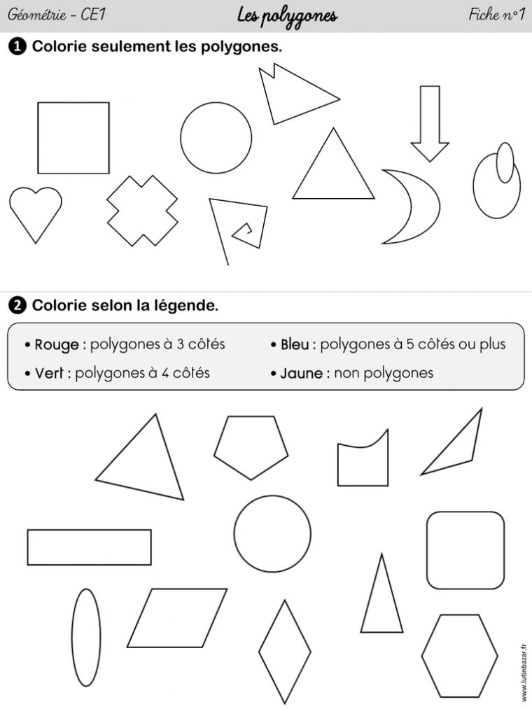 4 Fiches D`exercices « Les Polygones destiné Figures Géométriques Ce1