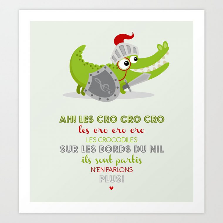 Ah Les Cro Cro Cro Art Print By Mariette_Design dedans Ah Les Cro