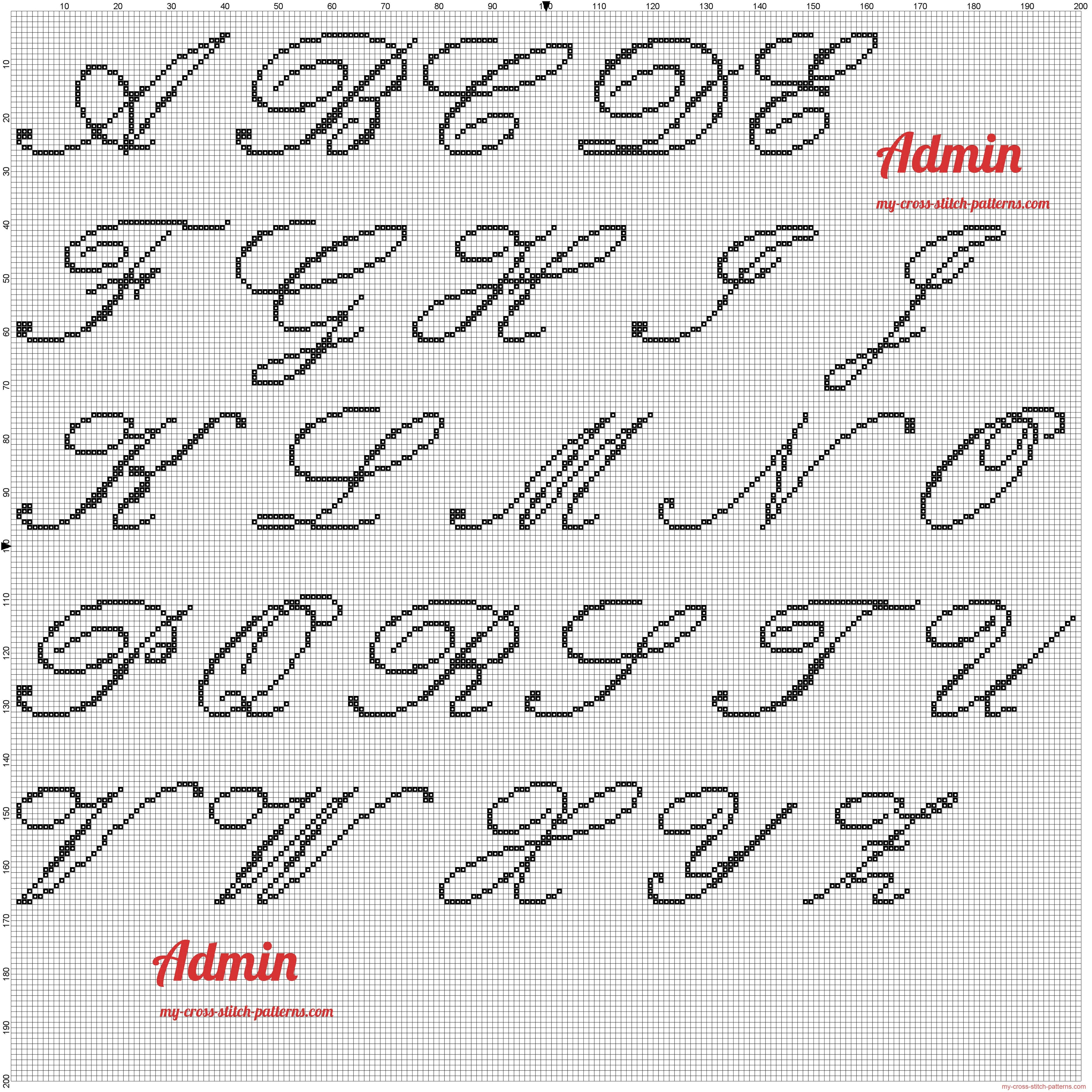 Alphabet Uppercase Kunstler Script 35X35 Cross Stitch dedans Majuscule Script